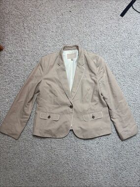 Women's Tailored Beige Blazer - Classic Single-Button Jacket